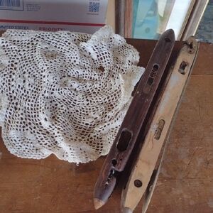 Vintage Wooden Weaving Shuttles with Crochet Doily